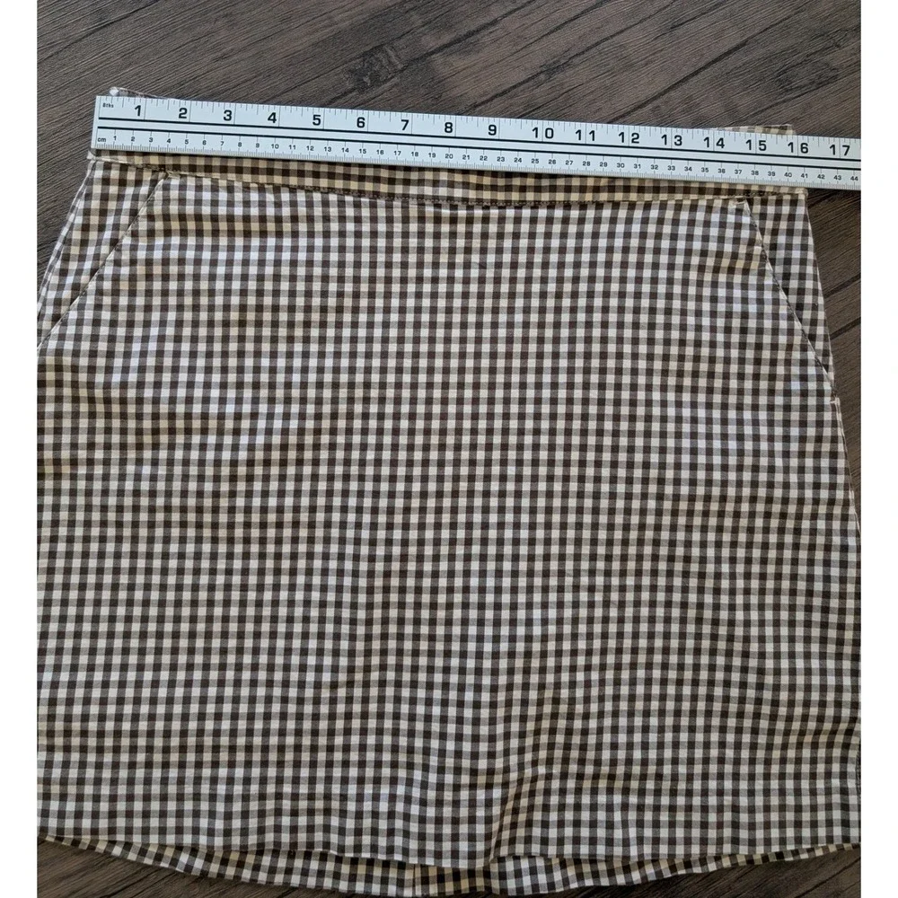 Lady Hagen Golf Skort Women's 8 Brown Cream Gingham Plaid Cotton Stretch